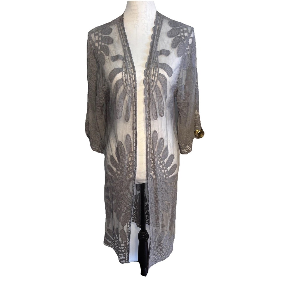 Kimono Women's Small Sheer Lace  Duster‎ Boho Festival Aztec Cover-Up/lingerie - Picture 2 of 7